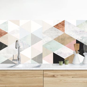 Revêtement mural cuisine - Watercolour Mosaic With Triangles I