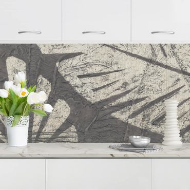 Revêtement mural cuisine - Palm Leaves Dark Grey Backdrop