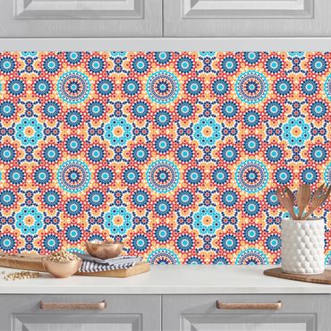 Revêtement mural cuisine - Oriental Patterns With Colourful Flowers