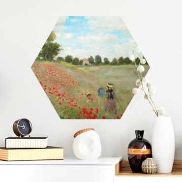 Hexagone en alu Dibond - Claude Monet - Poppy Field Near Argenteuil