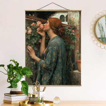 Tableau en tissu avec porte-affiche - John William Waterhouse - The Soul Of The Rose