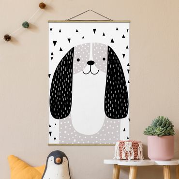 Tableau en tissu avec porte-affiche - Zoo With Patterns - Dog