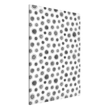 Tableau magnétique - Grey Watercolour Polka Dots Spots And Frame