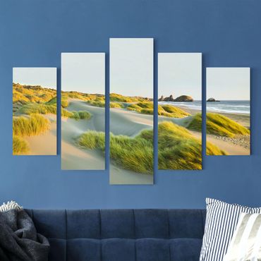 Impression sur toile 5 parties - Dunes And Grasses At The Sea