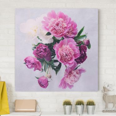 Tableau sur toile - Peonies Shabby Pink White