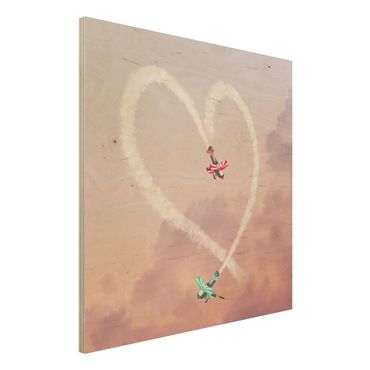 Impression sur bois - Heart With Airplanes