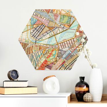 Hexagone en alu Dibond - Modern Map Of Boston
