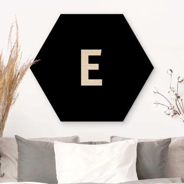 Hexagone en bois - Letter Black E
