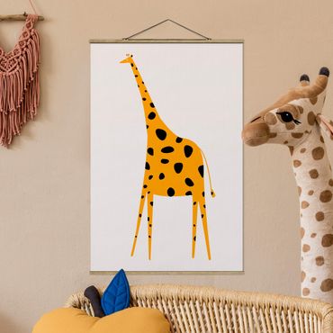 Tableau en tissu avec porte-affiche - Yellow Giraffe