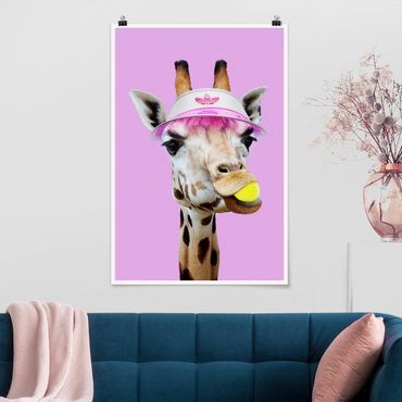 Poster animaux - Giraffe Playing Tennis