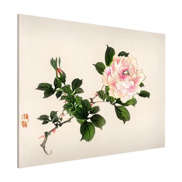 Tableau magnétique - Asian Vintage Drawing Pink Rose