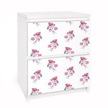 Papier adhésif pour meuble IKEA - Malm commode 2x tiroirs - English Tea Roses