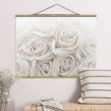 Tableau en tissu avec porte-affiche - White Roses