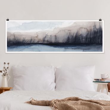 Poster panoramique abstrait - Lakeside With Mountains I