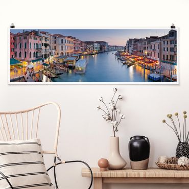 Poster panoramique architecture & skyline - Evening On The Grand Canal In Venice
