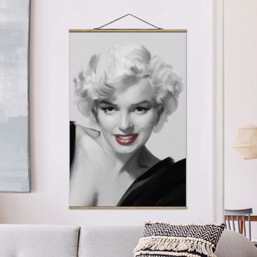 Tableau en tissu avec porte-affiche - Marilyn On Sofa