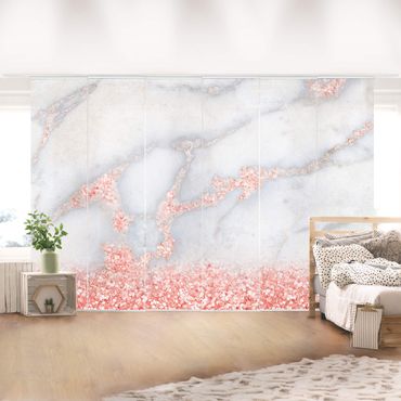 Panneau coulissant - Marble Look With Pink Confetti