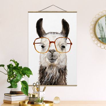 Tableau en tissu avec porte-affiche - Hip Lama With Glasses IV