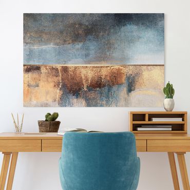 Tableau sur toile - Abstract Lakeshore In Gold