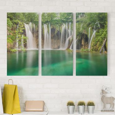 Impression sur toile 3 parties - Waterfall Plitvice Lakes