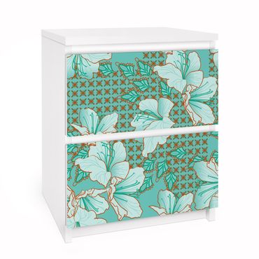 Papier adhésif pour meuble IKEA - Malm commode 2x tiroirs - Oriental Flower Pattern