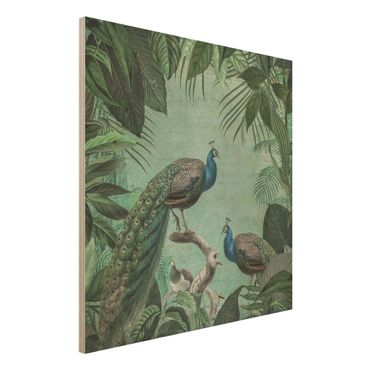 Impression sur bois - Shabby Chic Collage - Noble Peacock
