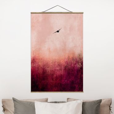 Tableau en tissu avec porte-affiche - Bird In Sunset