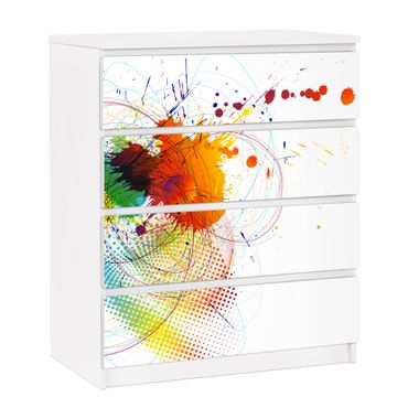 Papier adhésif pour meuble IKEA - Malm commode 4x tiroirs - Rainbow Background