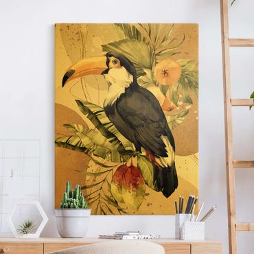 Tableau sur toile or - Tropical Birds - Toucan