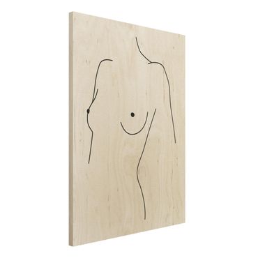 Impression sur bois - Line Art Nude Bust Woman Black And White