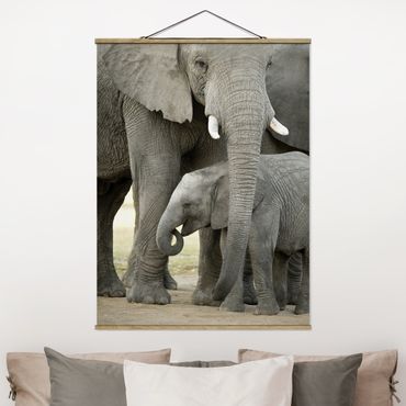Tableau en tissu avec porte-affiche - Elephant Love