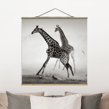 Tableau en tissu avec porte-affiche - Giraffe Hunt