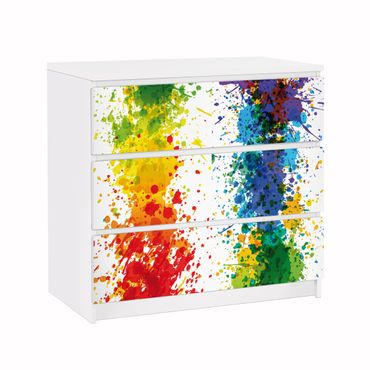 Papier adhésif pour meuble IKEA - Malm commode 3x tiroirs - Rainbow Splatter