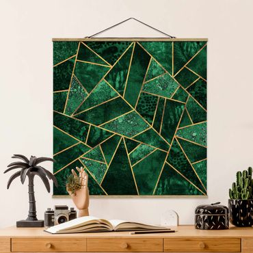Tableau en tissu avec porte-affiche - Dark Emerald With Gold