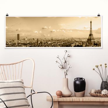 Poster panoramique architecture & skyline - I love Paris