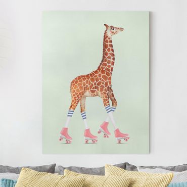 Tableau sur toile - Giraffe With Roller Skates