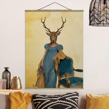 Tableau en tissu avec porte-affiche - Animal Portrait - Deer Lady