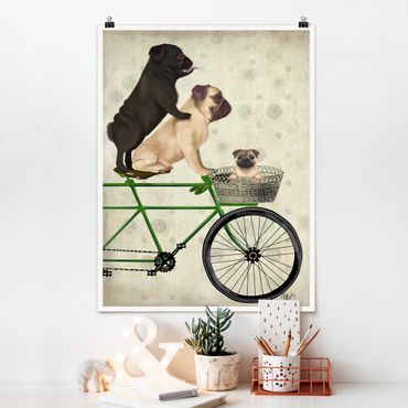 Poster chambre enfant - Cycling - Pugs On Bike