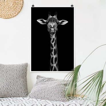 Poster animaux - Dark Giraffe Portrait
