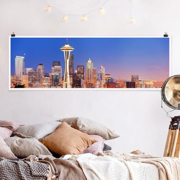 Poster panoramique architecture & skyline - Nightlife Of Seattle