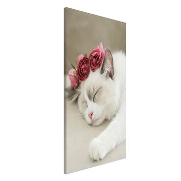 Tableau magnétique - Sleeping Cat with Roses