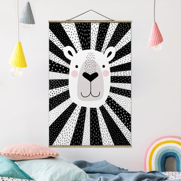 Tableau en tissu avec porte-affiche - Zoo With Patterns - Lion
