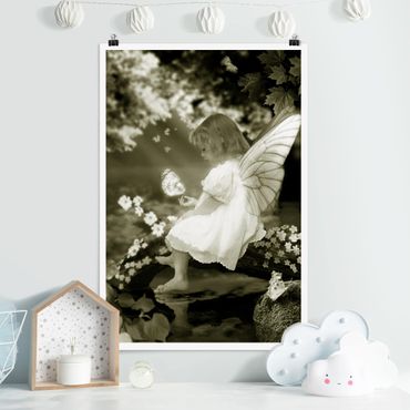 Poster noir et blanc - Elf child on the fairytale river