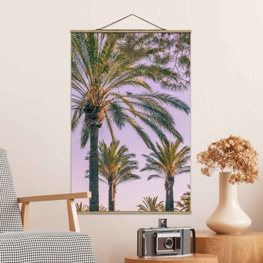 Tableau en tissu avec porte-affiche - Palm Trees At Sunset