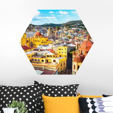 Hexagone en alu Dibond - Colourful Houses Guanajuato