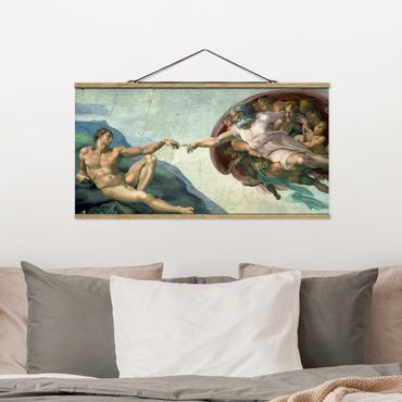 Tableau en tissu avec porte-affiche - Michelangelo - The Sistine Chapel: The Creation Of Adam