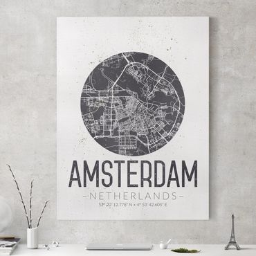 Impression sur toile - Amsterdam City Map - Retro