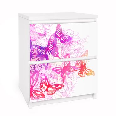 Papier adhésif pour meuble IKEA - Malm commode 2x tiroirs - Butterfly Dream