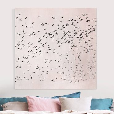 Impression sur toile - Flock Of Birds In The Sunset