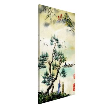 Tableau magnétique - Japanese Watercolour Drawing Pine And Mountain Village